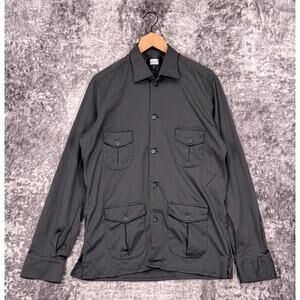 Edoardo Borrelli Napoli Jacket 16.5 / Large Mens Cotton Silk Jersey Overshirt